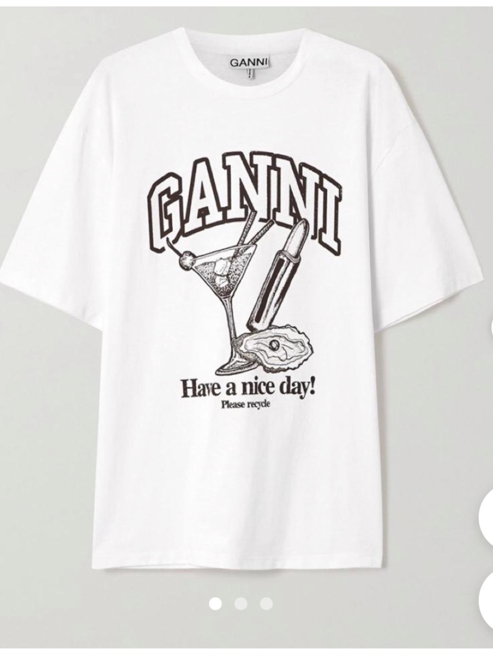 Ganni White Short-Sleeve Graphic Logo Tee